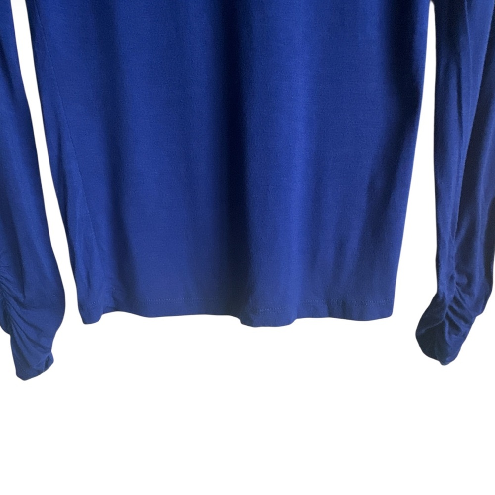SEDUCTIONS Cobalt Blue Mock Neck Ruched Top Sz M - Picture 2 of 5